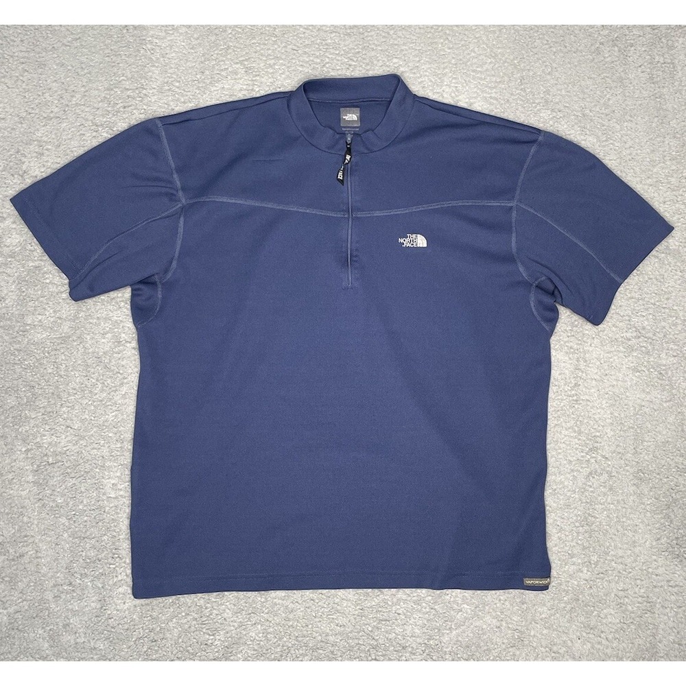 The North Face Shirt Mens XL Blue 1/4 Zip Vapor Wick Short Sleeve Athletic Shirt